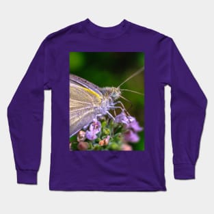 Cabbage White Butterfly, Macro Photograph Long Sleeve T-Shirt